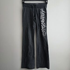 Aeropostale Womens Script Logo 87 Flare Sweatpants Gray Size XS Y2K Embroidered